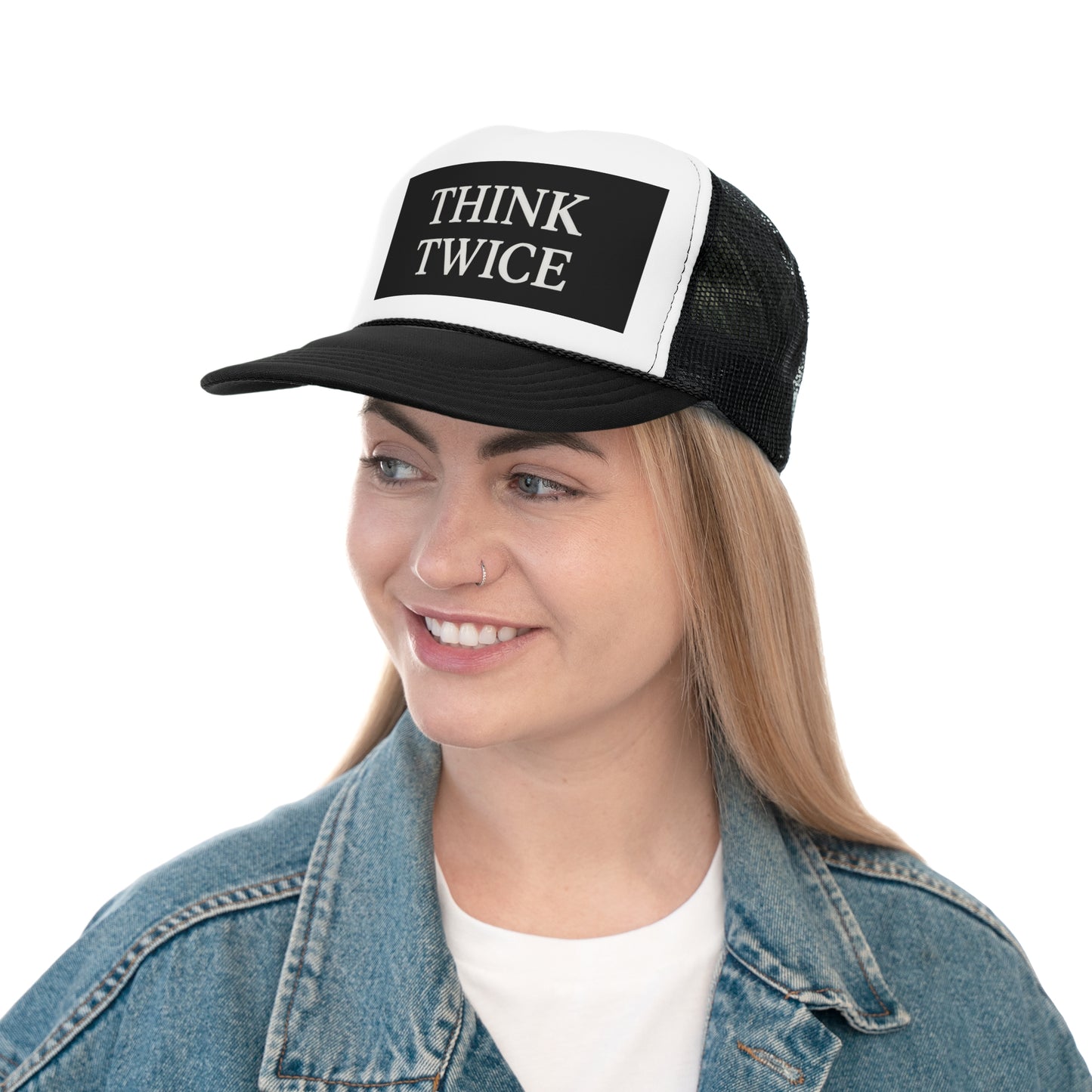 Think Twice Trucker Cap - Motivational Hat for Outdoors