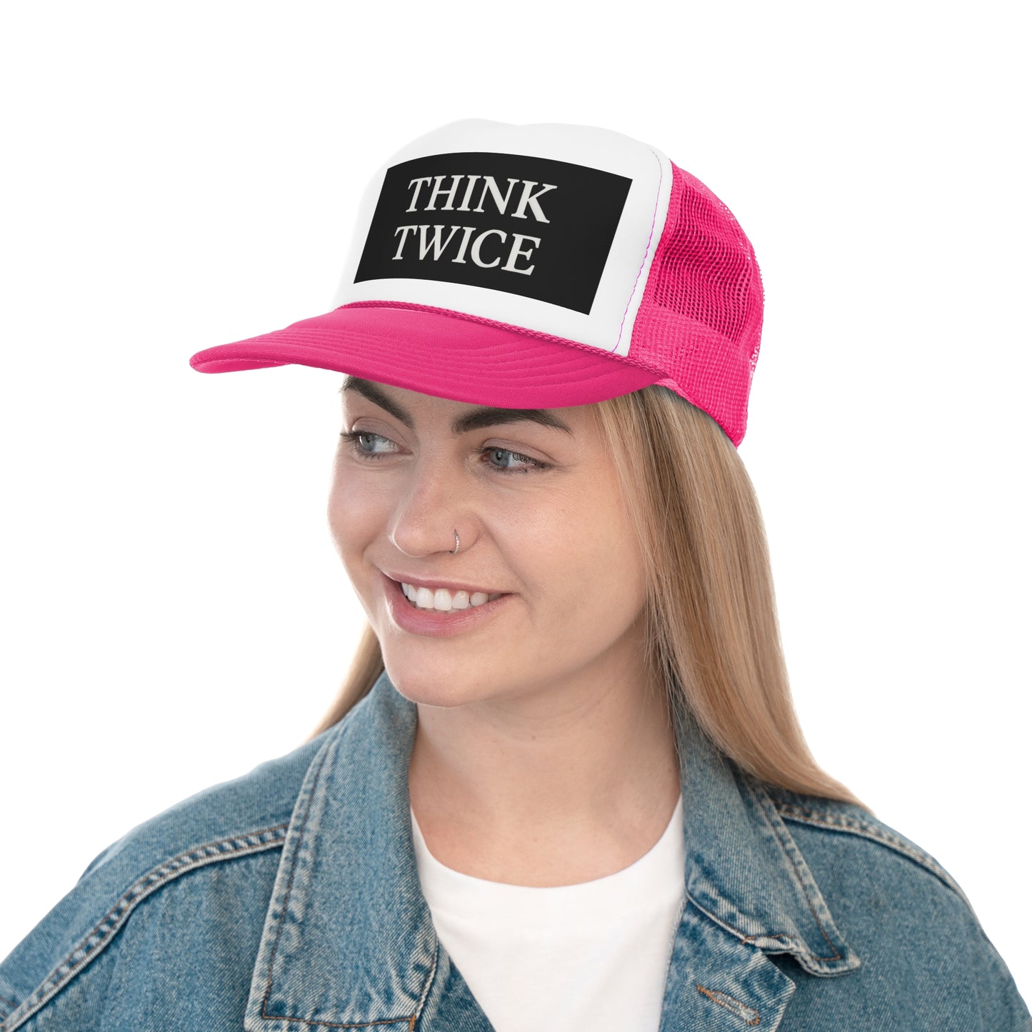 Think Twice Trucker Cap - Motivational Hat for Outdoors