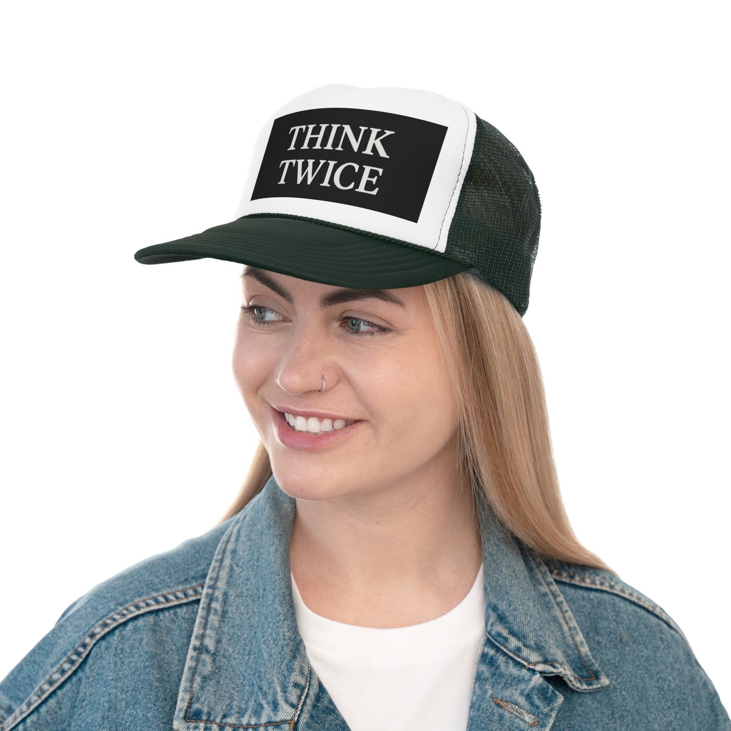 Think Twice Trucker Cap - Motivational Hat for Outdoors