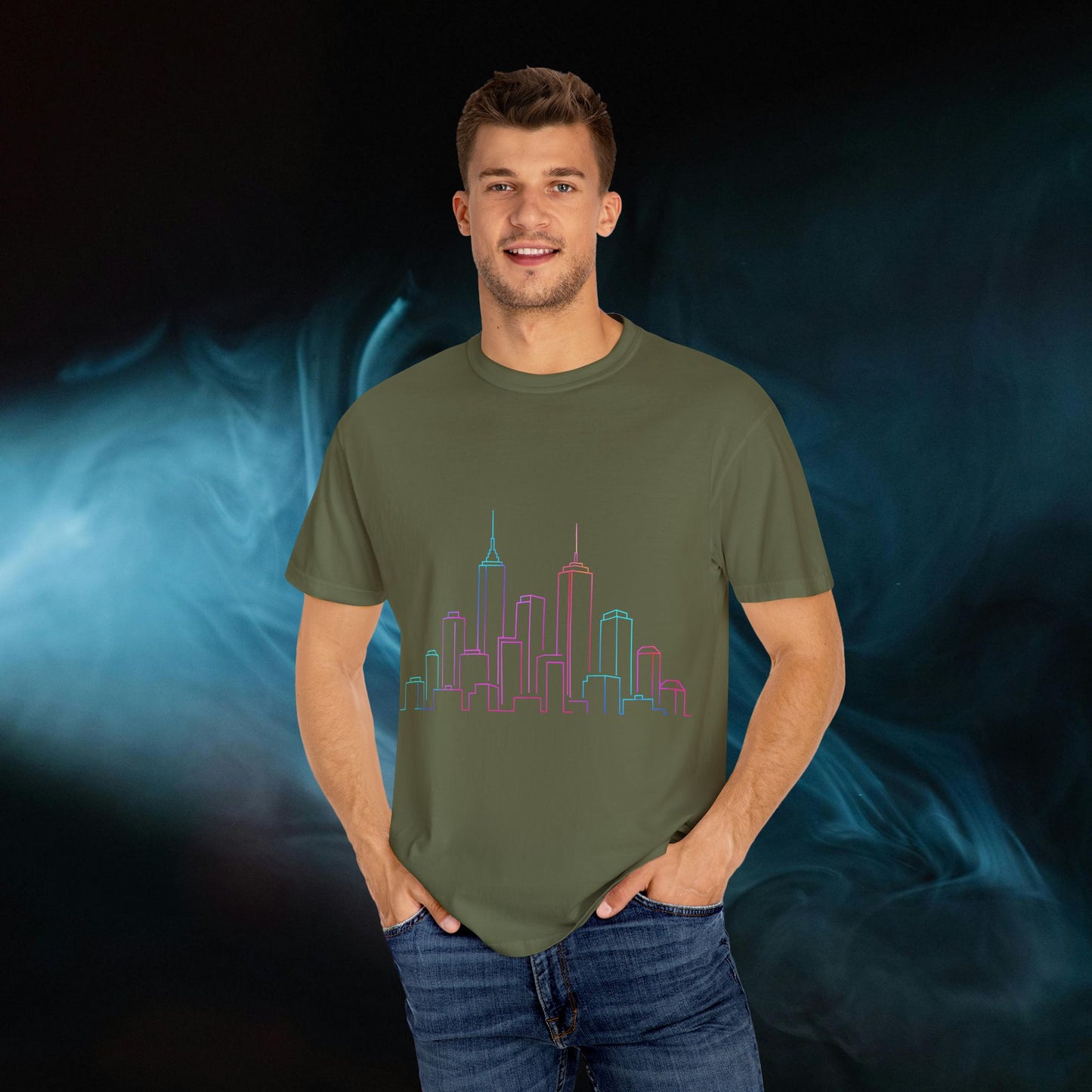 City Skyline Unisex Garment-Dyed T-shirt