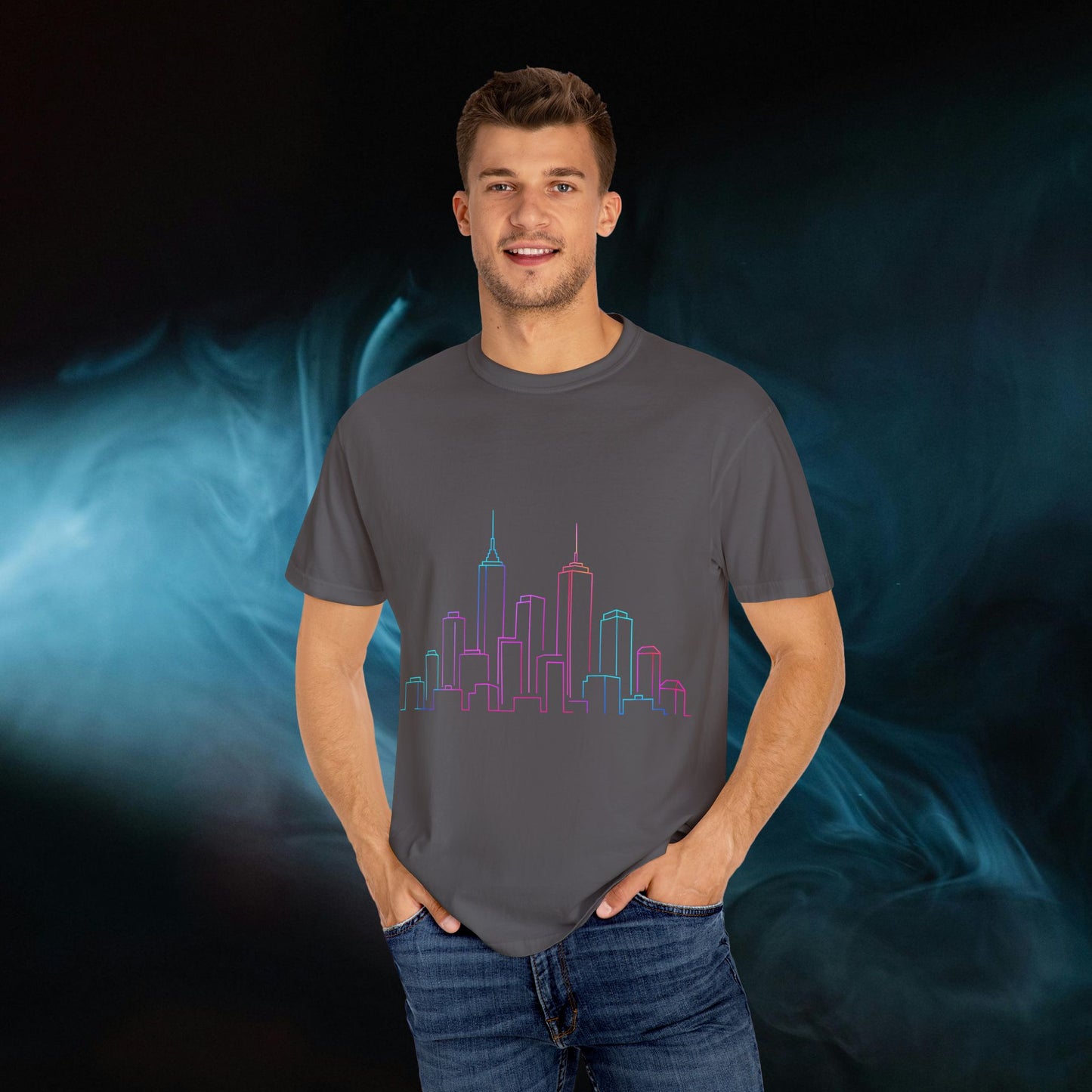City Skyline Unisex Garment-Dyed T-shirt