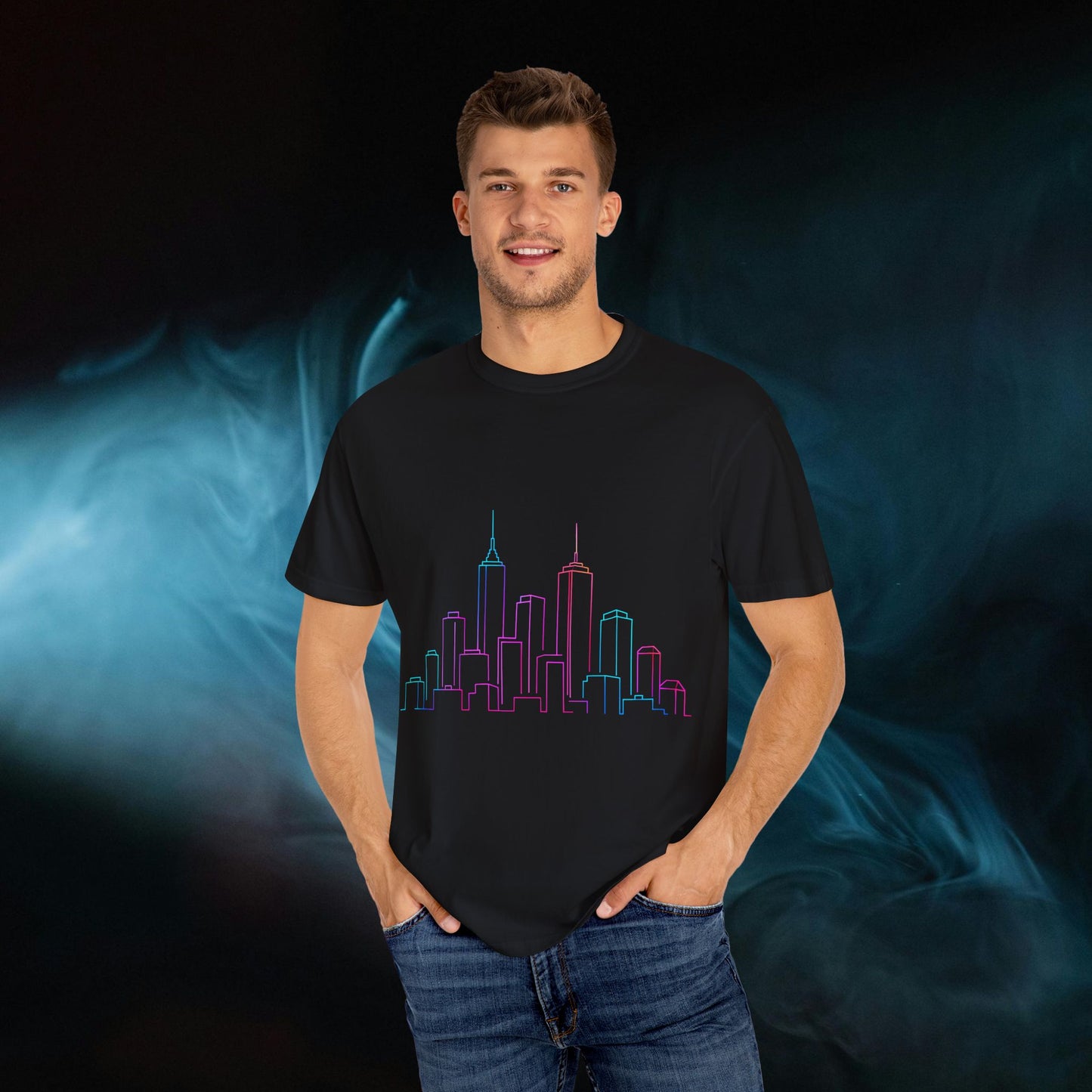 City Skyline Unisex Garment-Dyed T-shirt