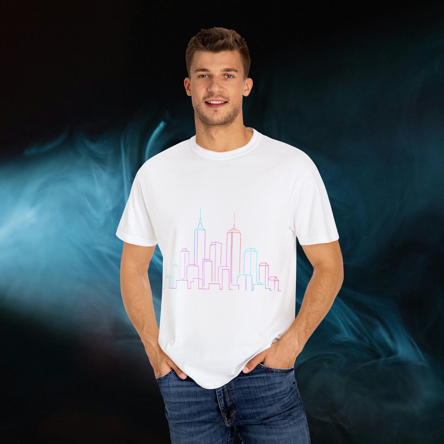 City Skyline Unisex Garment-Dyed T-shirt
