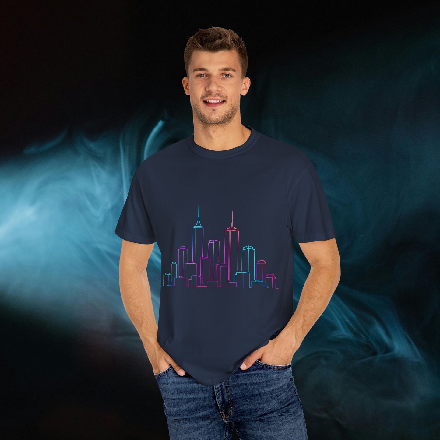 City Skyline Unisex Garment-Dyed T-shirt