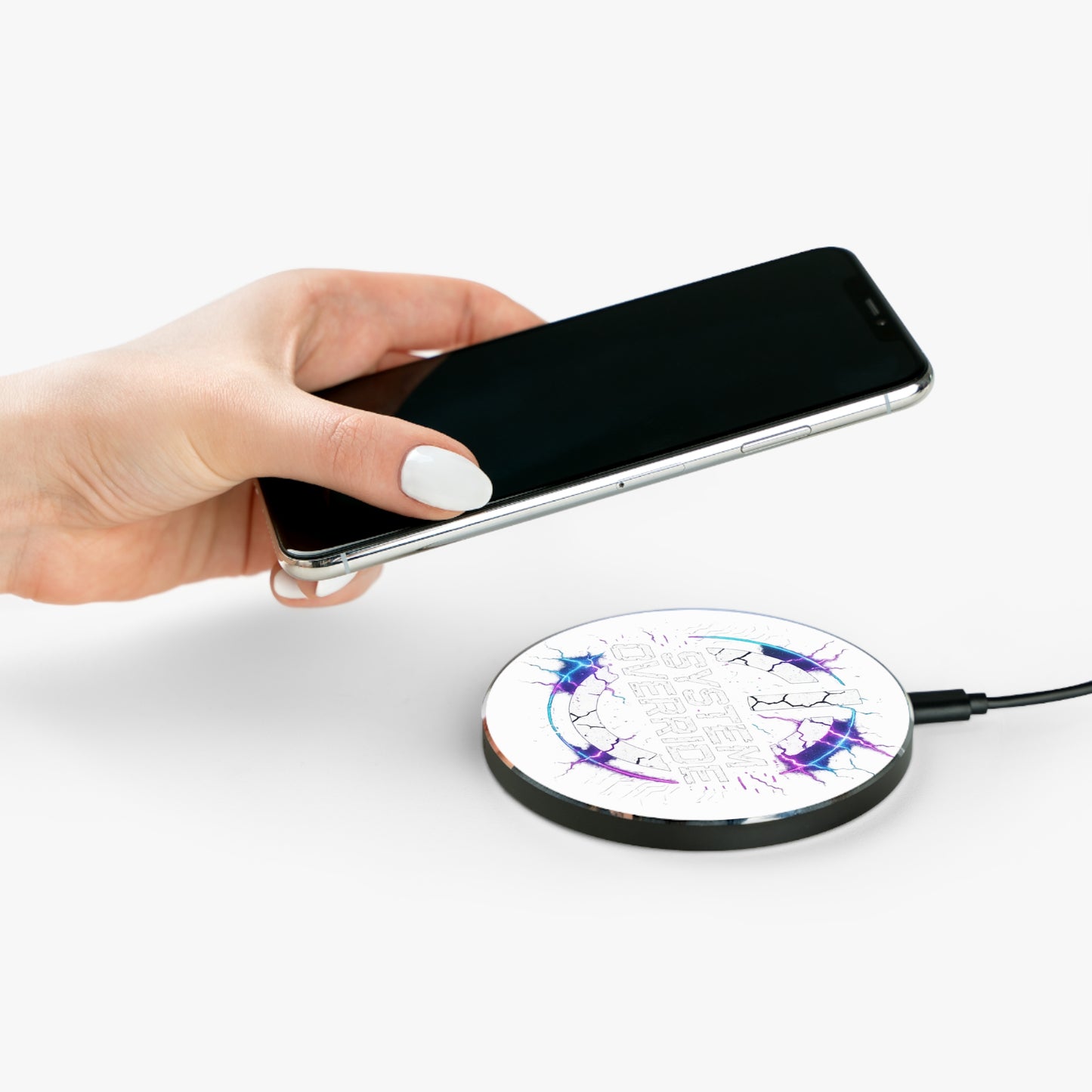Futuristic Wireless Charger with System Override Design